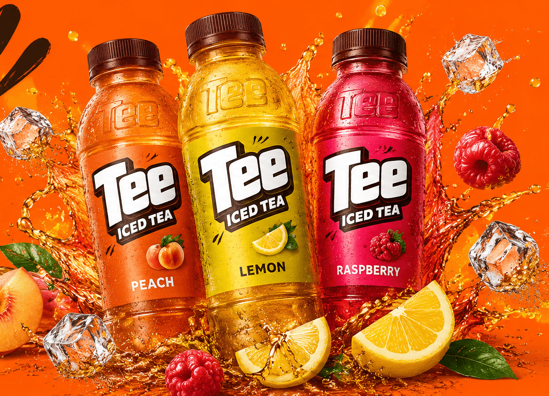 Tee Iced Tea — Peach, Lemon and Raspberry bottles